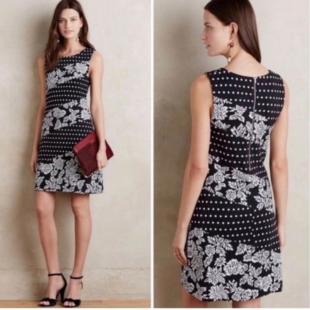 Maeve Effimy black & white diagonal knit dress